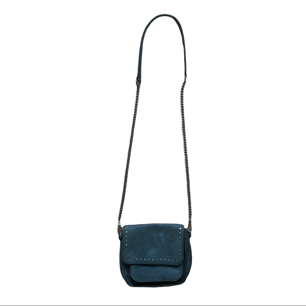 Rebecca Minkoff Charcoal Suede Studded Chain Crossbody Bag Purse